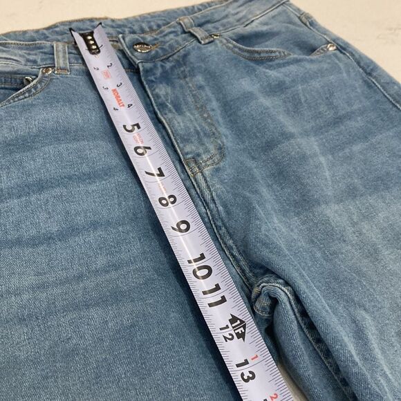 DJERF Straight Jeans Mid-Wash Blue High Rise Relaxed Fit Stretch Denim Size 30 - Picture 11 of 13